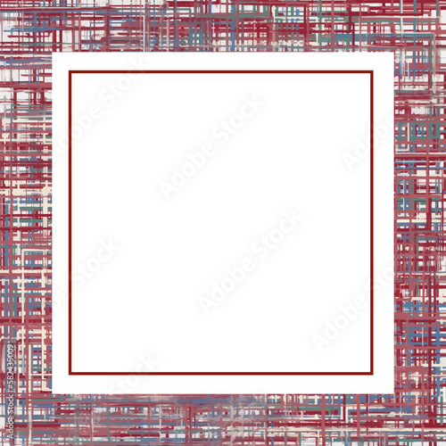 Vektor Rahmen in Textiloptik in den Farben rot und blau. Freier Platz für eigenes Design.