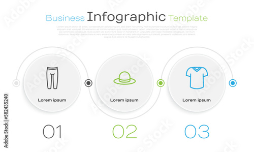 Set line Leggings, Man hat and T-shirt. Business infographic template. Vector