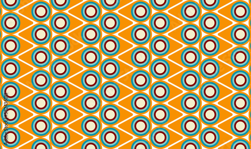 Hintergrund mit Kreisen und Zacken im Retro-Stil.