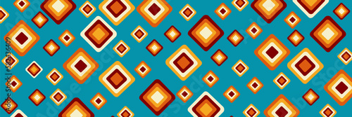 Vektorgrafik mit Quadraten im Retro-Stil der 70er Jahre.