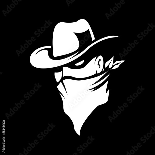 wild west gentleman bandit with masked perfect for motorcycle club vector illustration design photo