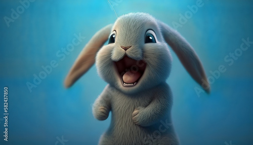 3D Happy Bunny, Easter, Generative AI