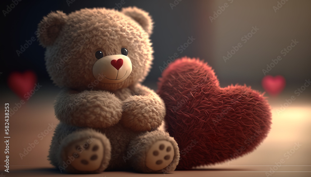 Teddy bear with a heart, Generative AI Teddy bear with a heart, Generative AI