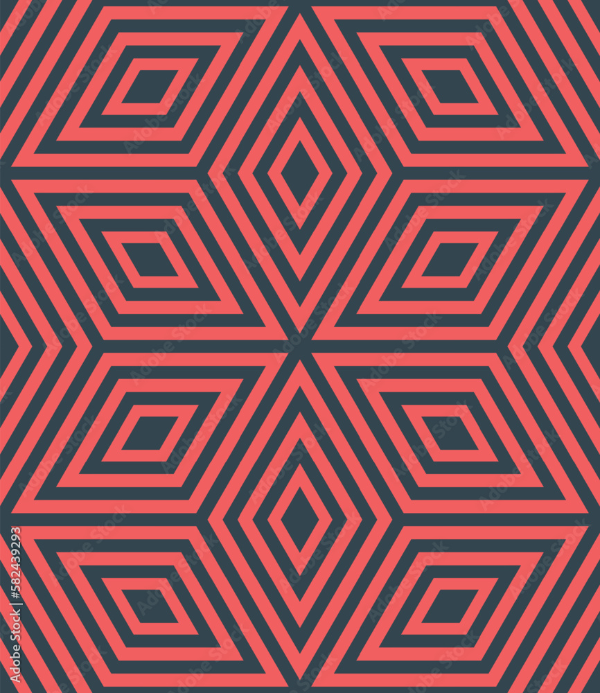 Ethnic Graphic Geometry Seamless Pattern Vector Red Black Abstract Background. Fancy Boho Retro Style 60s 70s Repetitive Geometric Psychedelic Abstraction. Trendy Old Fashioned Endless Textile Print