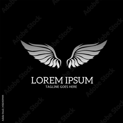 illustration vector graphic of elegant silver wing logo template