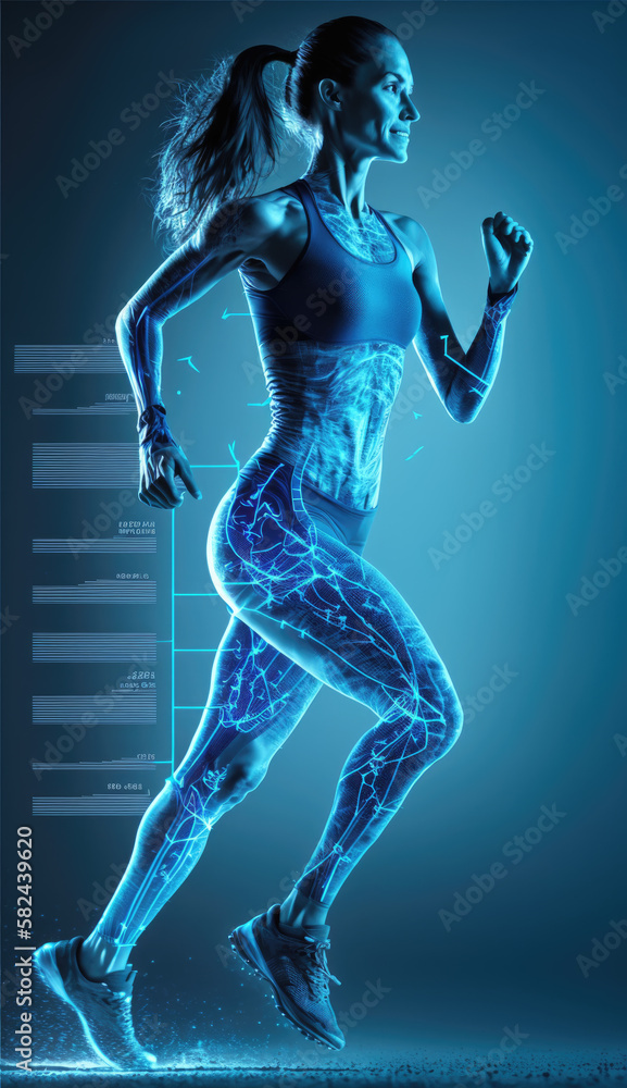 Woman jogging created with generative AI technology