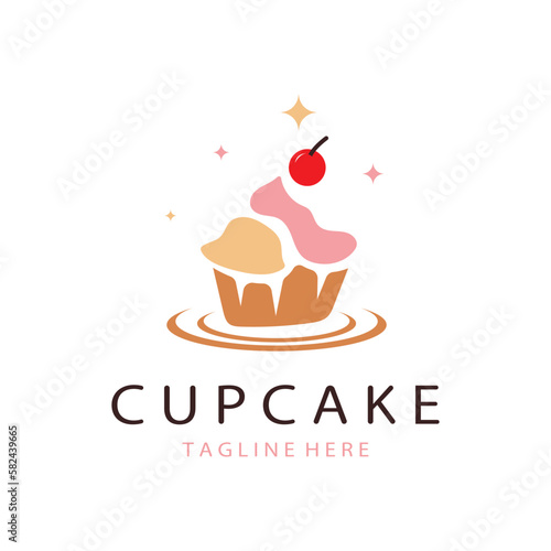 Cupcake Logo design vector illustration template. Cupcake bakery icon.cake store,caker shop ,vector