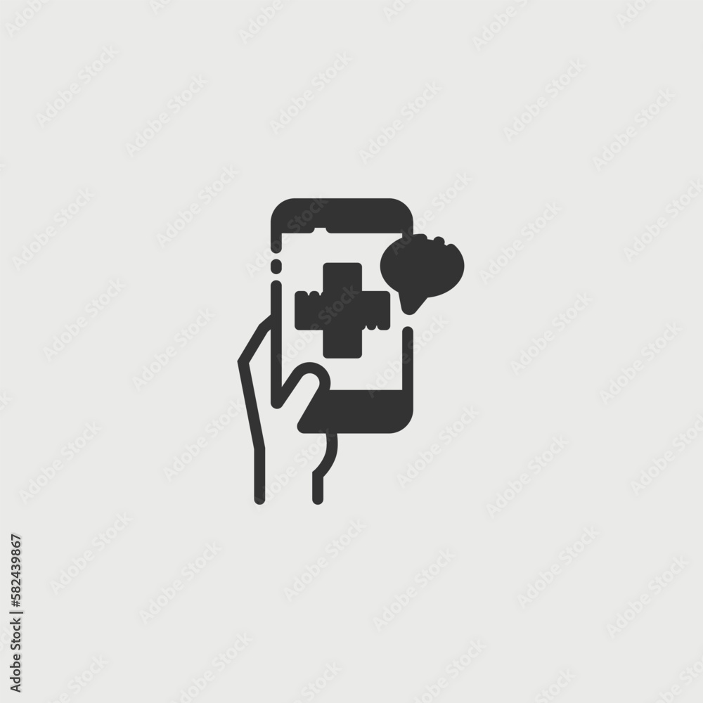 MOBILE HEALTH COVID Vector Icon Illustration Sign MOBILE HEALTH COVID Vector Icon Illustration Sign