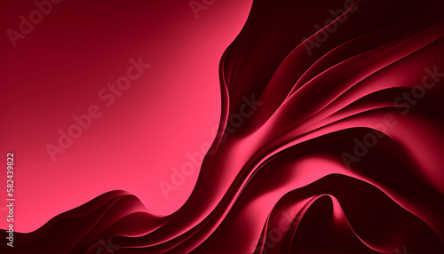 Abstract Background with 3D Wave Viva Magenta color of the year. Generative AI.