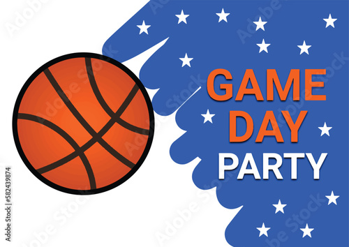 March Basketball Madness. Game Day Party. Professional team championship. Ball for basketball. Sport poster. Vector illustration template for logo design  poster  sticker  flyer  etc.