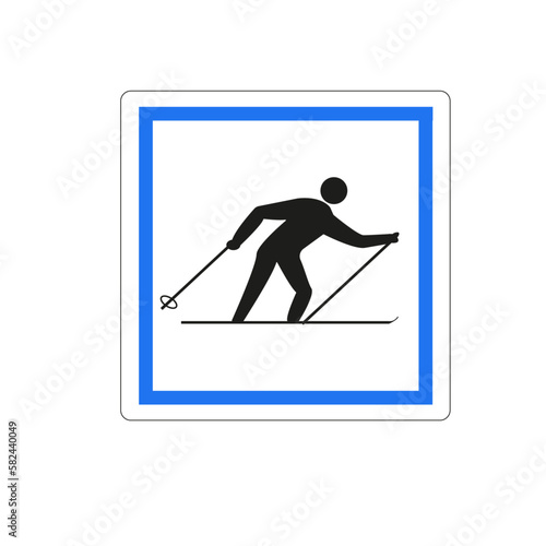 Panneau de service: point de départ d'une piste de sky de fond