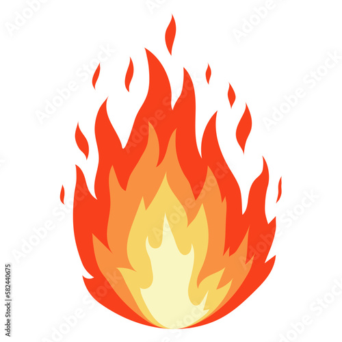 Vector Fire Icon Isolated on White Background. Cartoon Flames. Bonfire Logo. Hot Red Sparks. Dangerously and Explosive Symbol.