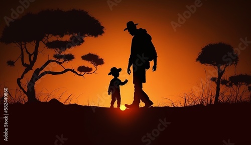 Father s day - illustration of father with his child  Generative ai