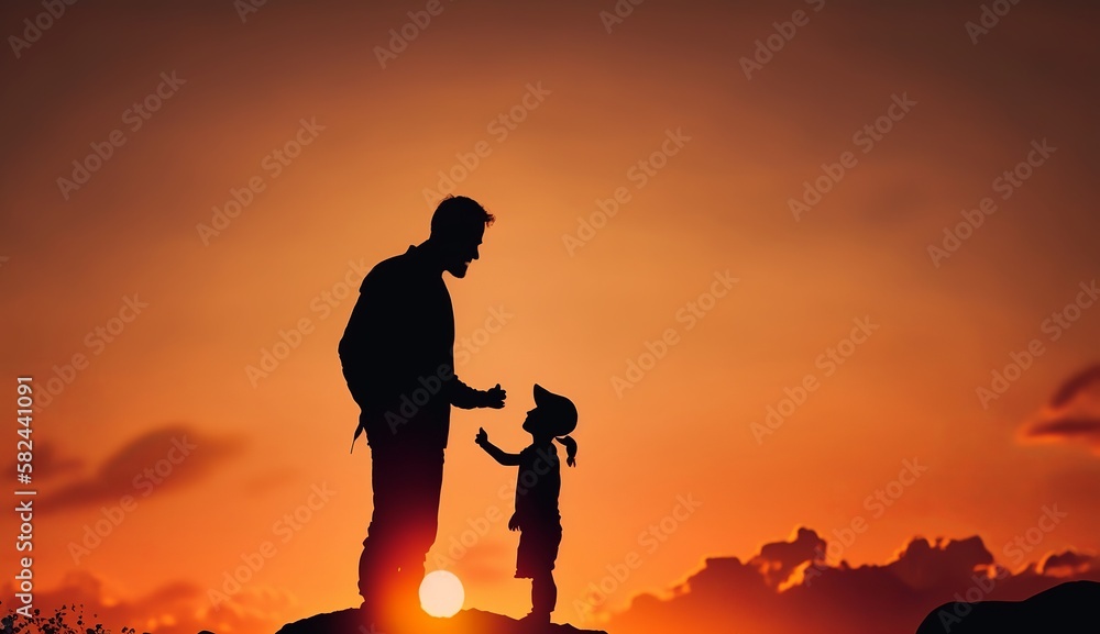 Father's day - illustration of father with his child, Generative ai