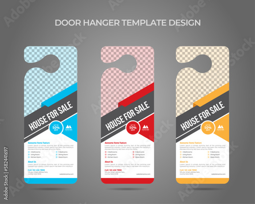 Real estate agency business door hanger template design