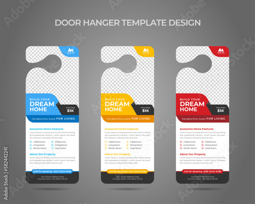 Real estate agency business door hanger template design