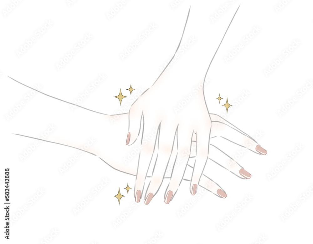 Obraz premium ハンドケアをしている綺麗な手のイラスト