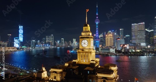 Aerial view of Lujiazui, Shanghai at night