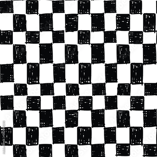 Irregular Hand Drawn Checkerboard Check Gingham Pattern Cool Street Trendy Sketchy Seamless