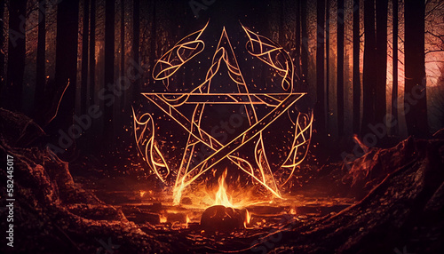 orange flame pentagram