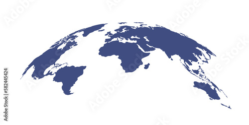 Blue blank vector map of the world isolated on white background. Flat Earth, Globe worldmap icon.