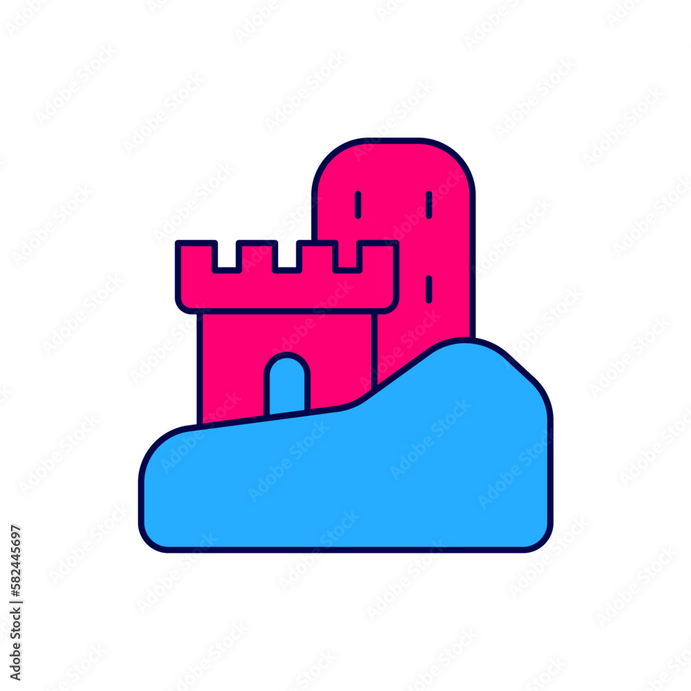 Filled outline Sand castle icon isolated on white background. Vector Filled outline Sand castle icon isolated on white background. Vector