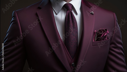 Gentleman In Burgundy Red Suit - The Manager's Dapper Confidence. Generative AI
