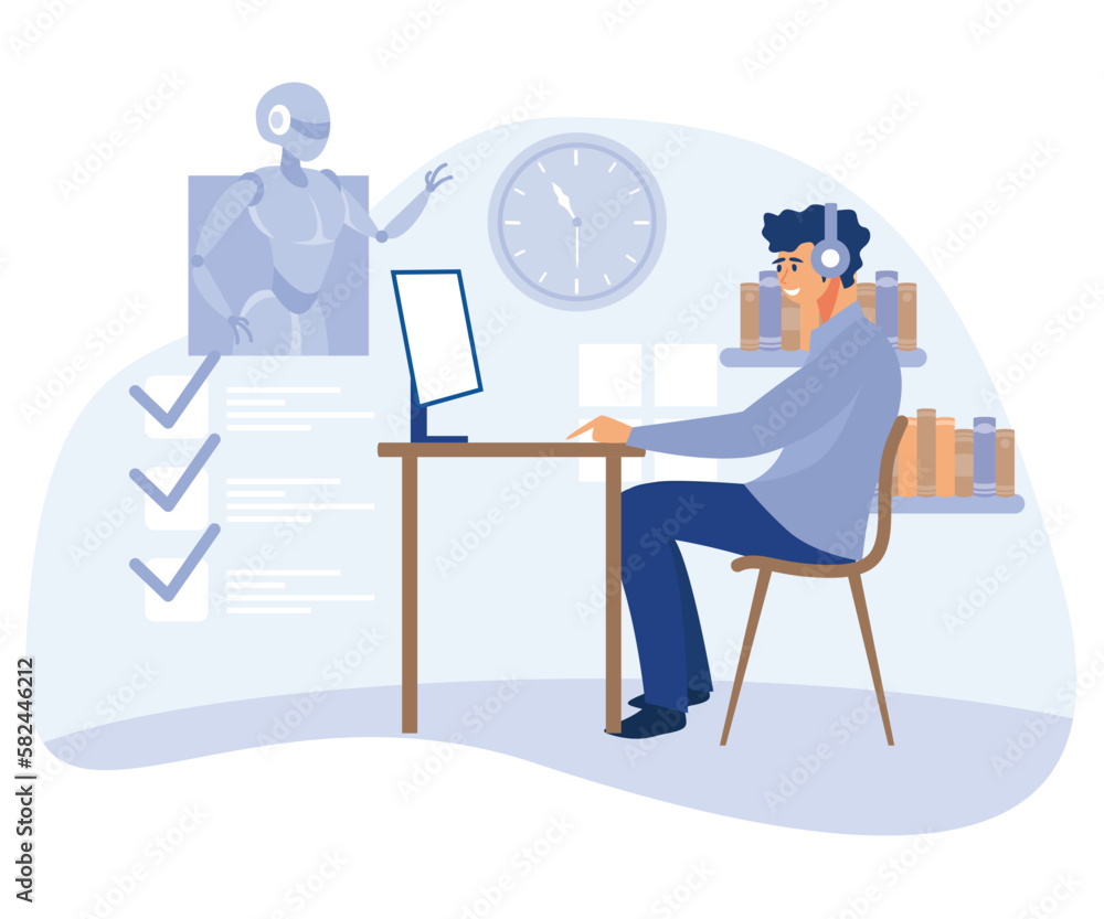 Business digitalization concept, office wellbeing, digital overload, social media time tracking app, flat vector modern illustration