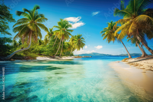 Escape to Paradise: Sunny Caribbean Beach. Generative Ai © zzzz17