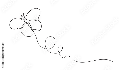 butterfly in continuous one line isolated on white background. Wellbeing beauty or spa salon logo concept.