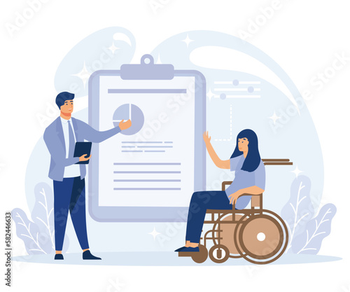 Social environment concept, Social adaptation of disabled people, children with special needs, flat vector modern illustration