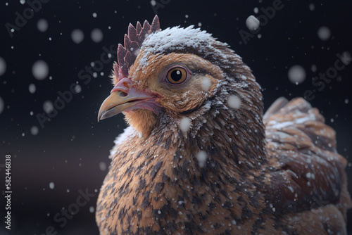 Feathered Snow Explorer: A Chicken in Winter Wonderland
