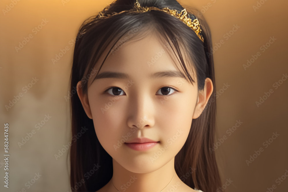 Golden Asian Princess Concept Mood and Tone with light and dress in