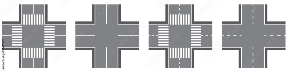 Obraz premium Vector road and highway elements for creating a city map. Road roadway to restore traffic