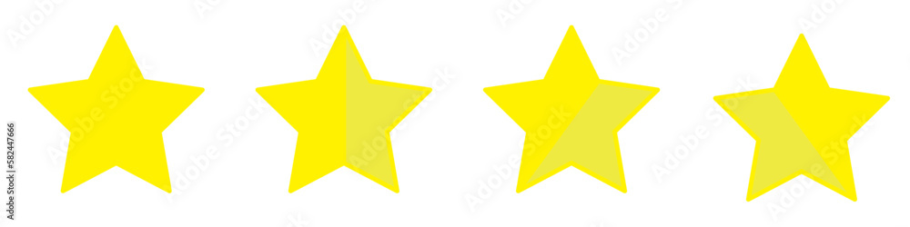 Obraz premium Set of four stars flat vector icons. Golden old man. Manufacturer, quality rating logo icon isolated on white background. Vector extensions. On a white background