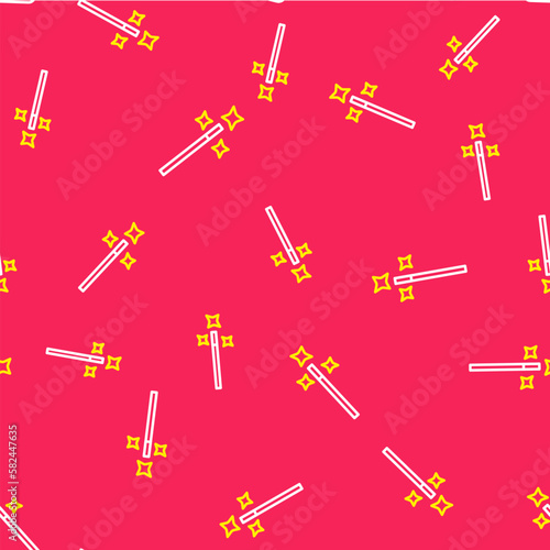 Line Photo retouching icon isolated seamless pattern on red background. Photographer, photography, retouch icon. Vector