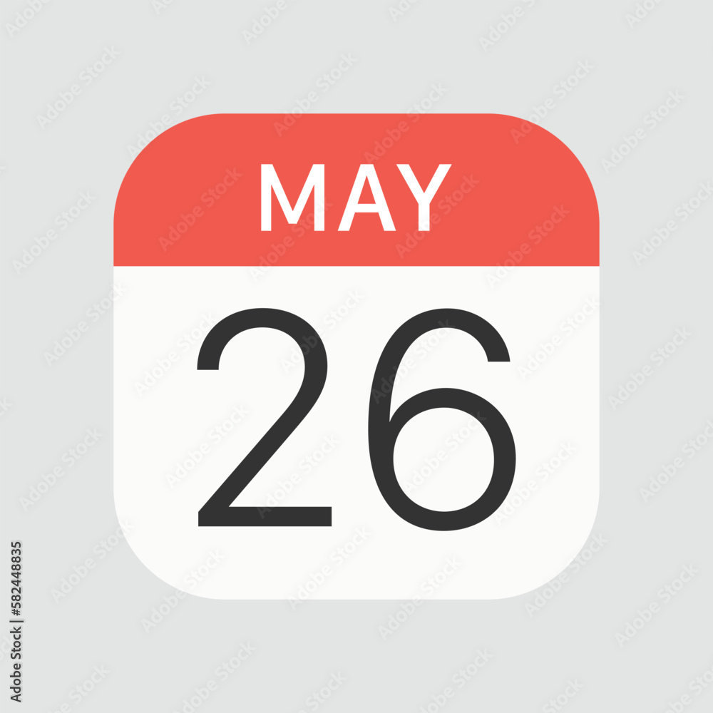 May 26 icon isolated on background. Calendar symbol modern, simple, vector, icon for website design, mobile app, ui. Vector Illustration May 26 icon isolated on background. Calendar symbol modern, simple, vector, icon for website design, mobile app, ui. Vector Illustration