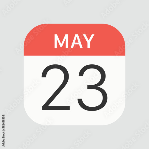 May 23 icon isolated on background. Calendar symbol modern, simple, vector, icon for website design, mobile app, ui. Vector Illustration