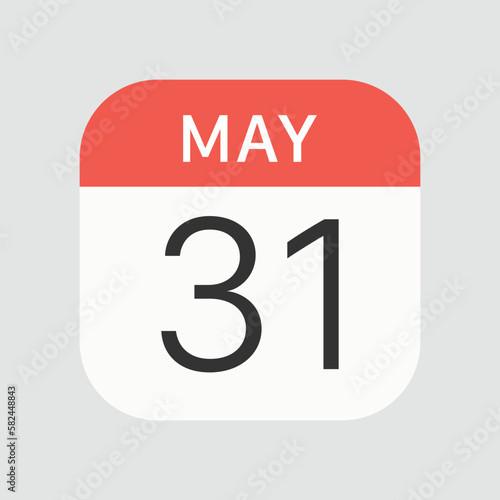 May 31 icon isolated on background. Calendar symbol modern, simple, vector, icon for website design, mobile app, ui. Vector Illustration