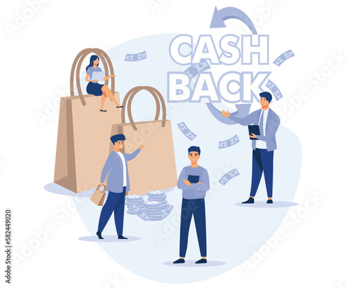 Cash back. Money refund, online shopping, money growth concept. flat vector modern illustration 