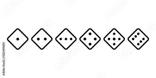 Game dice set isolated on white background. Set of dice in flat and linear design from one to six