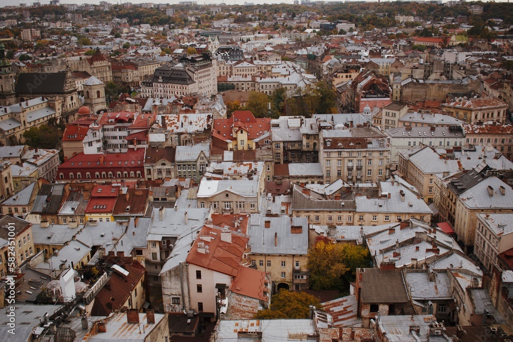 panorama of the old town Lviv 