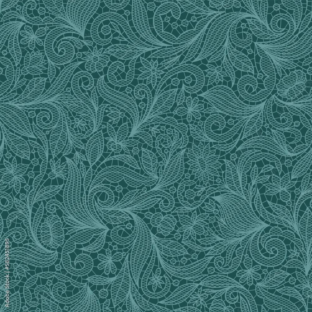 EMERALD VECTOR SEAMLESS BACKGROUND WITH FLORAL LACE EMERALD VECTOR SEAMLESS BACKGROUND WITH FLORAL LACE