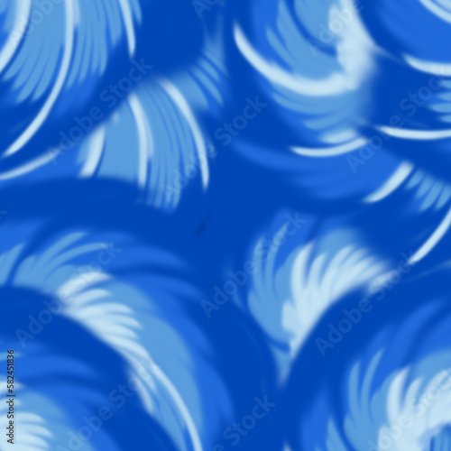 A blue background with a pattern of white feathers and a blue background.