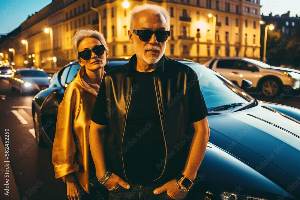 Concept of wealth and success. Couple of rich and good-looking elder people Concept of wealth and success. Couple of rich and good-looking elder people