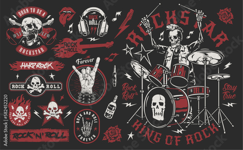 Rockstar forever colorful set logotypes