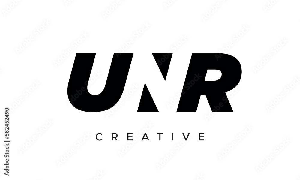 UNR letters negative space logo design. creative typography monogram vector	