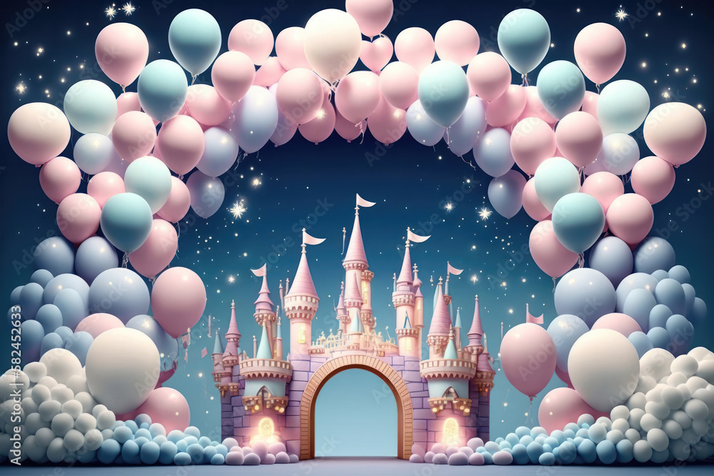 Enchanted Birthday. dreamy and magical birthday. Generative Ai Stock