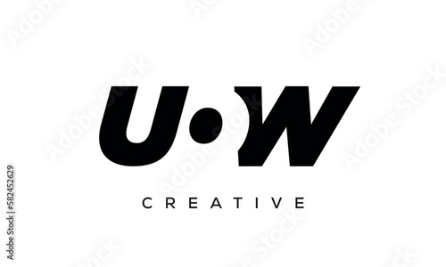 UOW letters negative space logo design. creative typography monogram vector 
