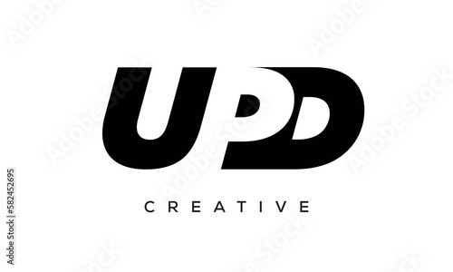 UPD letters negative space logo design. creative typography monogram vector 